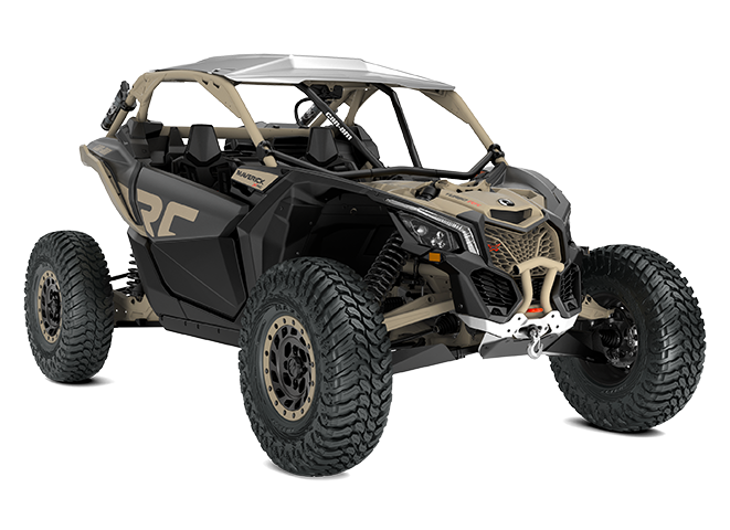 2023-Can-Am-MaverickX3-XRC72-TurboRR-Mineral-Gray-Desert-Tan-front