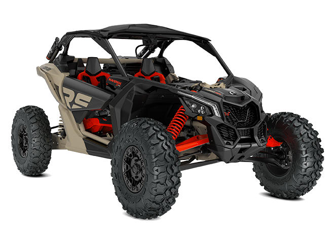 2023-Can-Am-MaverickX3-XRSSAS-TurboRR-Desert-Tan-Carbon-Black-Magma-Red-front